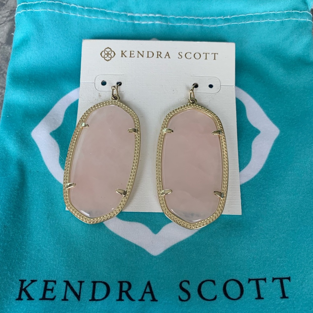Kendra Scott Danielle earrings. Rose quartz